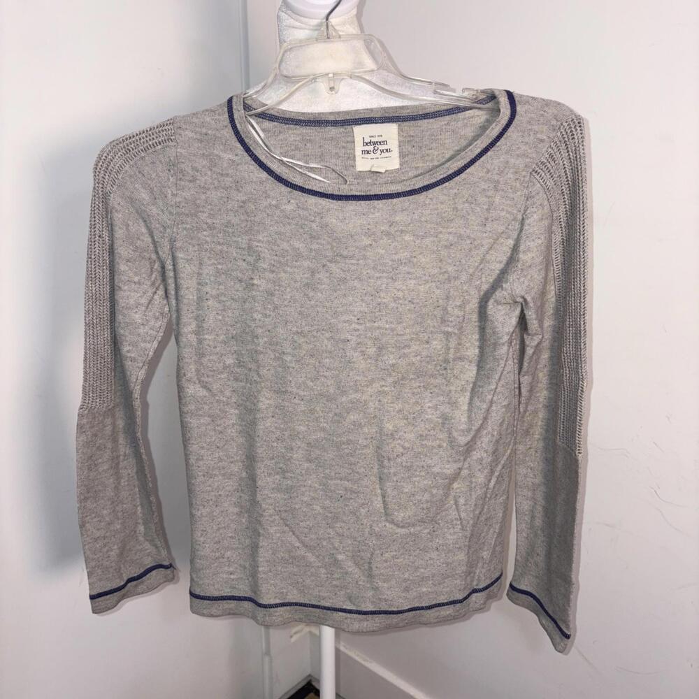 Between Me & You Waffle Knit Sweater Too‎ Medium Gray Blue Wool Blend